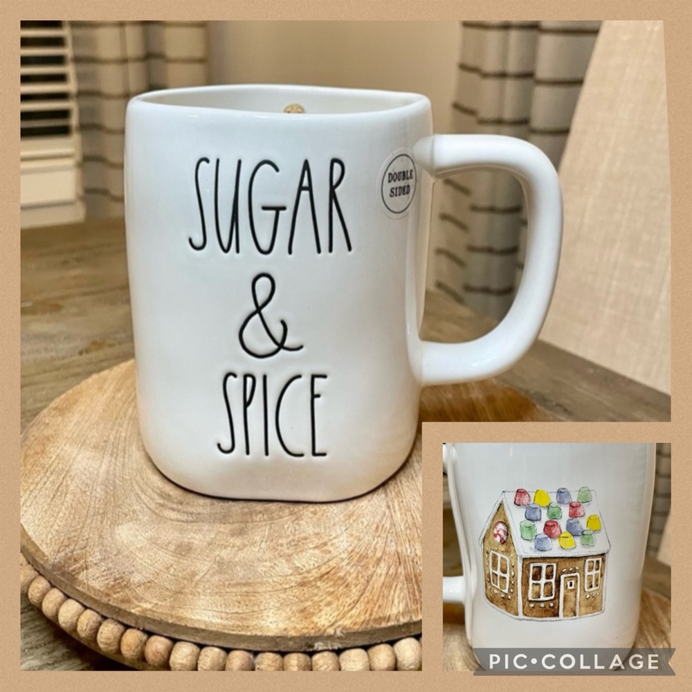 🏠🎄NEW Rae Dunn SUGAR & SPICE Double-Sided Gingerbread Christmas Mug